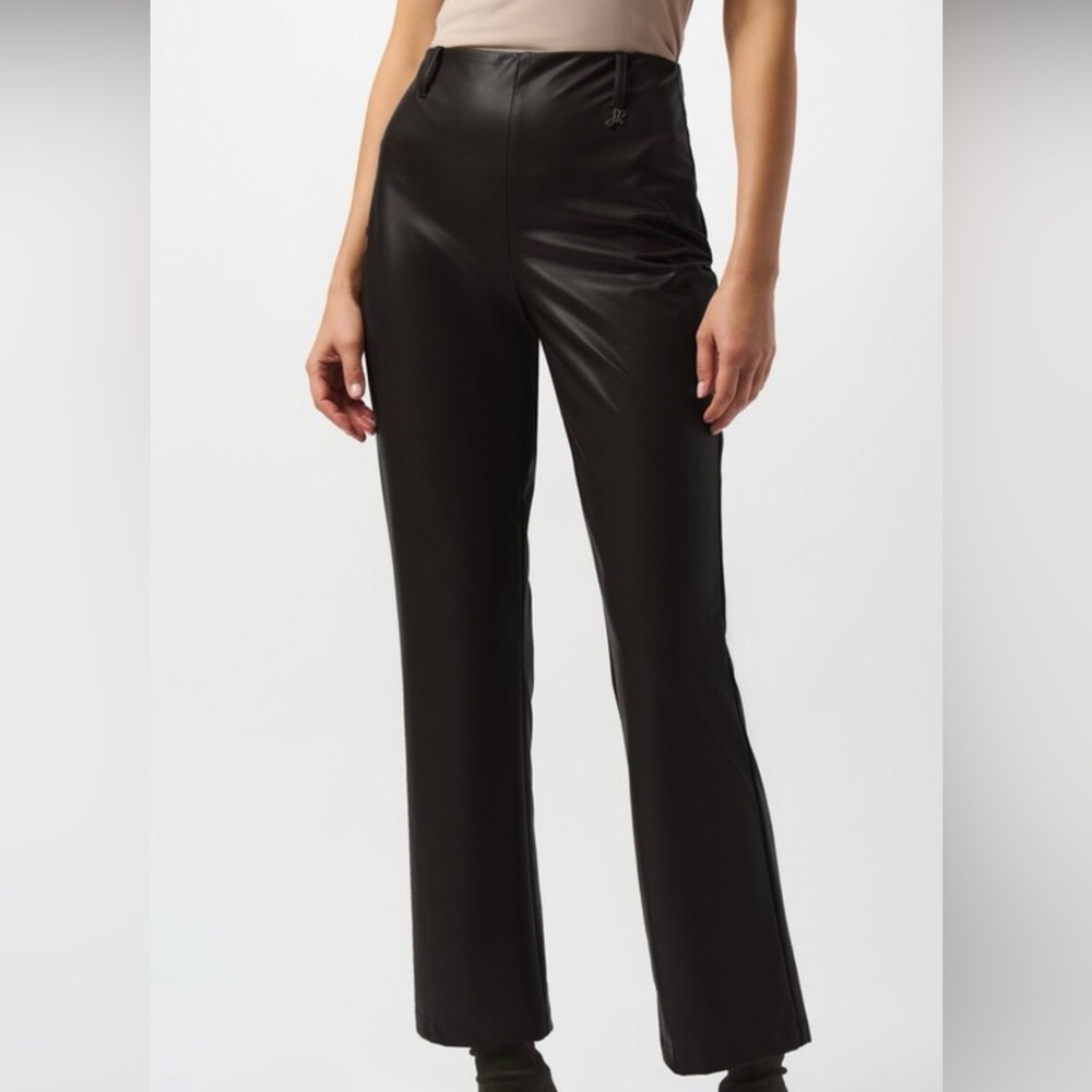 Joseph Ribkoff Women’s Black Faux-Leather Straight-Leg Pants